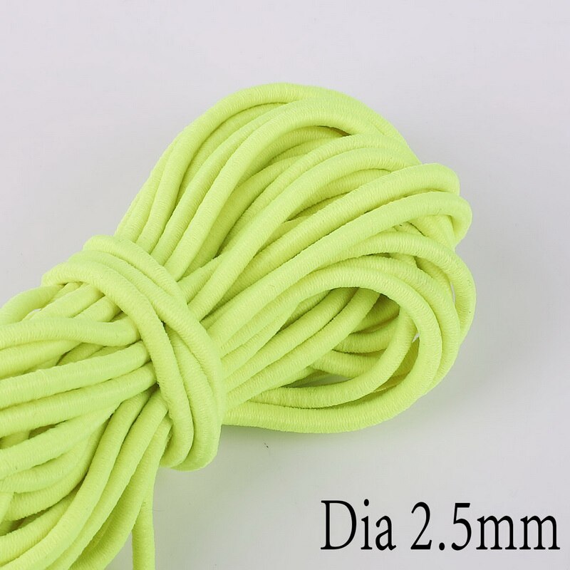Cuerda elástica de 5 metros de largo, 2,5mm de ancho, banda de goma redonda colorida de , línea elástica para accesorios de costura artesanal: Yellow