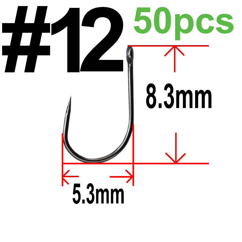 50 pcs Non-barb barbless Circle Carp Fishing Hooks with Hole Size 2 4 6 8 10 12 fishhook Single Hook: Light Grey