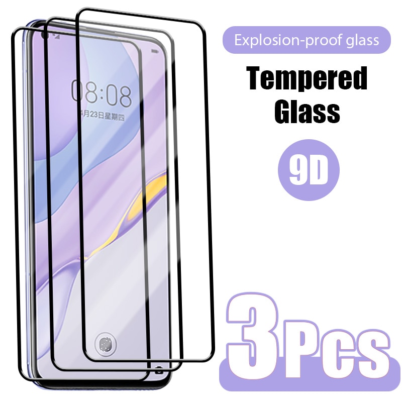 Protecteur d'écran 9D, 3 pièces, en verre trempé 5G, pour Huawei Nova 8 7 6 SE 7i 5T Y9a Y7a Y9S Y8S Y8p Y7p Y6p Y5p