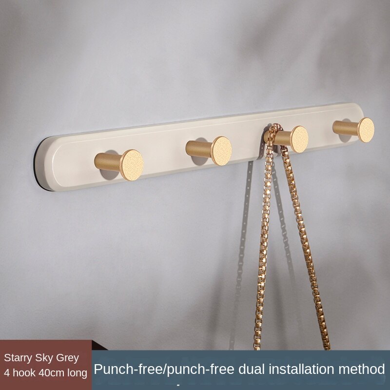 Kledingrek Muur Opknoping Muur Gemonteerde Ponsen-Gratis Kleding Haak Muur Ingang Achter Entree Garderobe Licht Luxe Kleding haak: Gray 4 hook