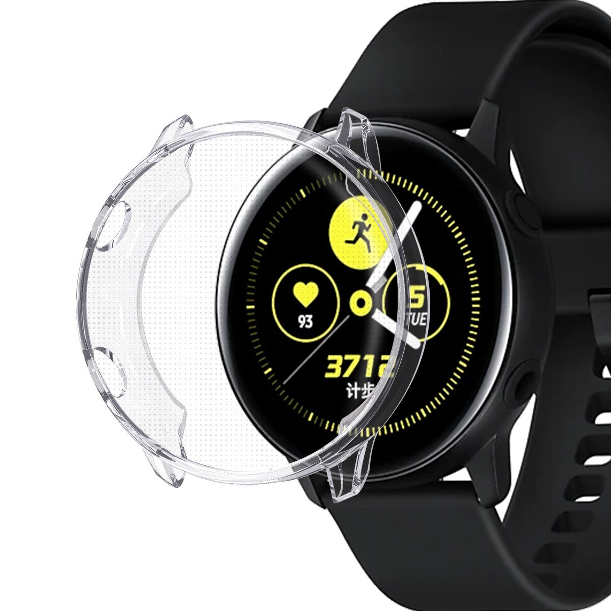Urkasse til samsung galaxy watch active 1 cover silikone skærmbeskyttelseskasse fuld dækning smart watch bumper tilbehør: Gennemsigtig