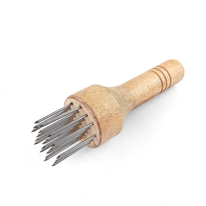 Stainless Steel Meat Needles Pounders With Wooden Handle Profession Meat Tenderizer Needle For Beef Tender Steak Kitchen Tools