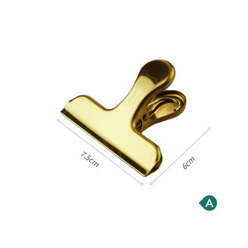 Vintage Brass Bill Clamp Ins Metal Spring Clips Food Coffee Bag Sealing Clips Office Home Stationery: A