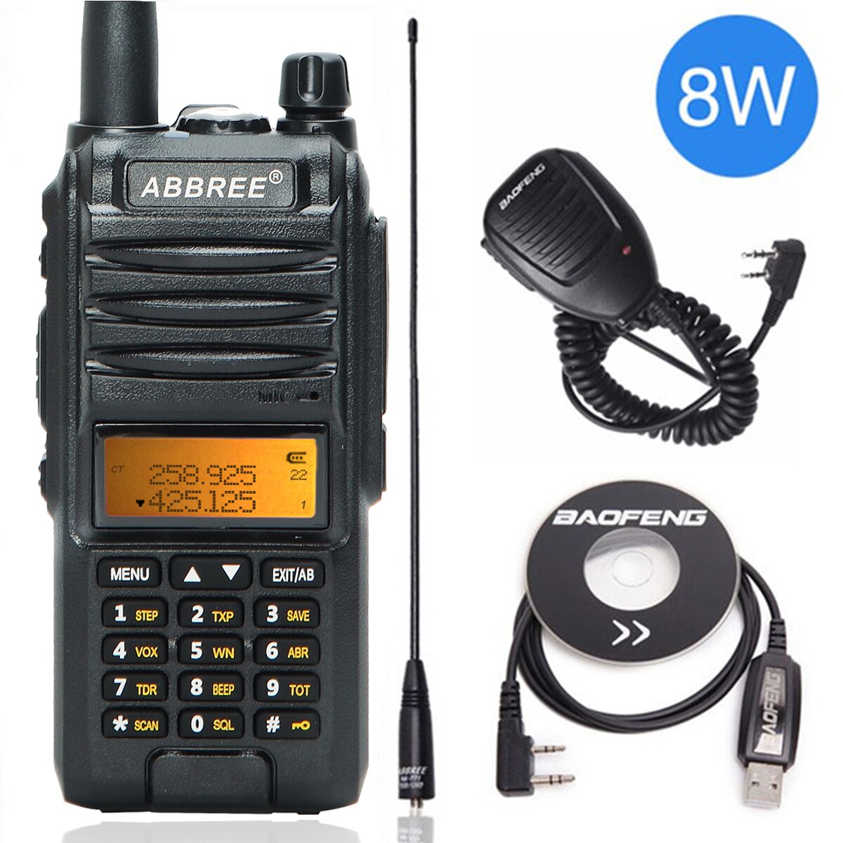 Abbree AR-F3 8w Tri-Band Walkie Talkie 220-260MHz Amateur Ham handheld Tragbare radio Comunicador Sender transceiver Wandern: as 2 picture / Amerikanisch