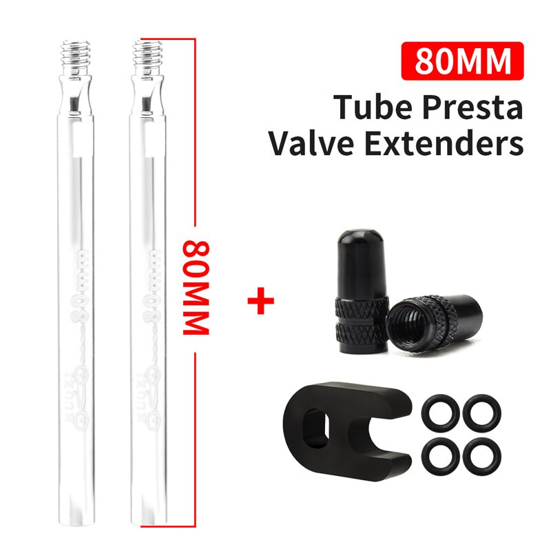 Rower zawór Presta Extender Clincher opon wymienny zawór dętka rozszerzenie Adapter zaworu z podstawowe narzędzie akcesoria rowerowe: Integrated80mmSilver