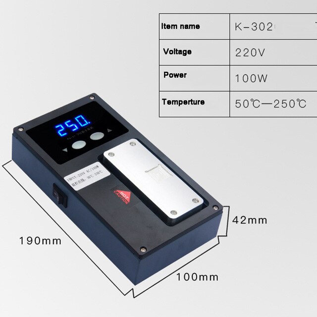 Phone Bezel Frame Separator Middle Frame Separate Heating Plate Machine for iPhone LCD Frame Separate Glue Remove machine: Black