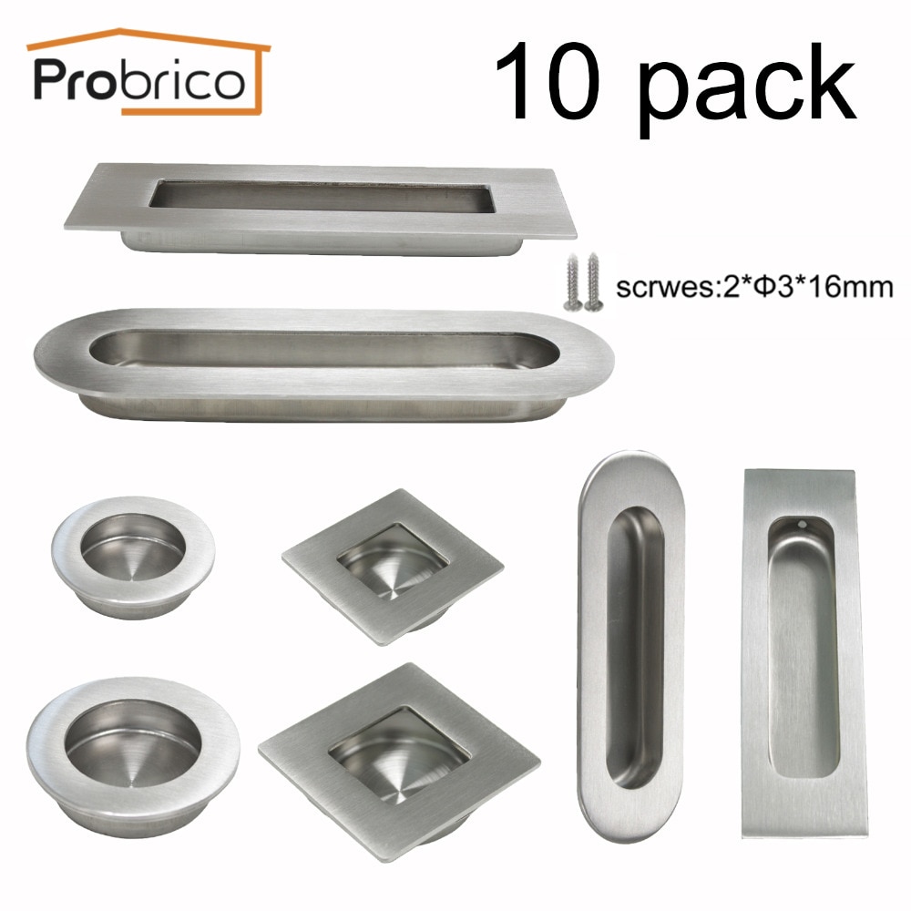 Probrico 10 PCS Modern Flush Embed Knobs Kitchen Cabinet Cupboard Door Drawer Hidden Handles Wardrobe Hidden Pulls Recessed pull