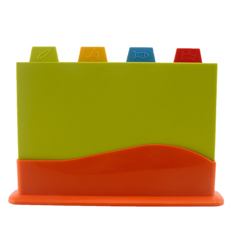 4Pcs Food Preparation Chopping Board Set Block Fruit Multifunction Vegetables Colour Coded Cutting Non Slip Kitchen with Stand: Default Title