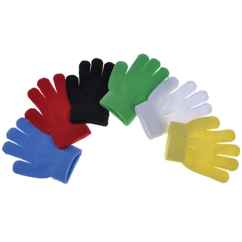 Baby vinter varme helfinger votter akryl myk solid strikking barnehansker