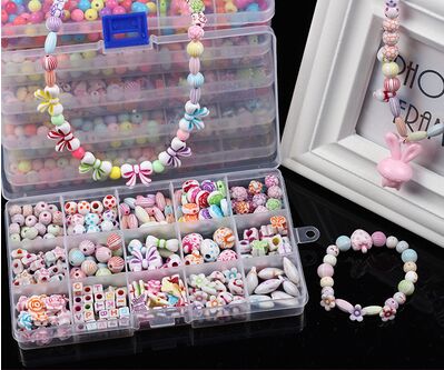 Plastik akryl perlesæt tilbehør gør-det-selv armbånd legetøj smykker fremstilling af børneperler sæt til børn: Puslespil 04