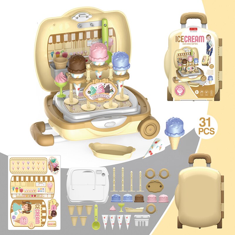 Casa di gioco Giocattoli di Simulazione Set Cucina Ice Cream Casa Kit di Strumenti di Riparazione Trolley Per Bambini Divertimento Trolley Giocattoli scherza il Regalo