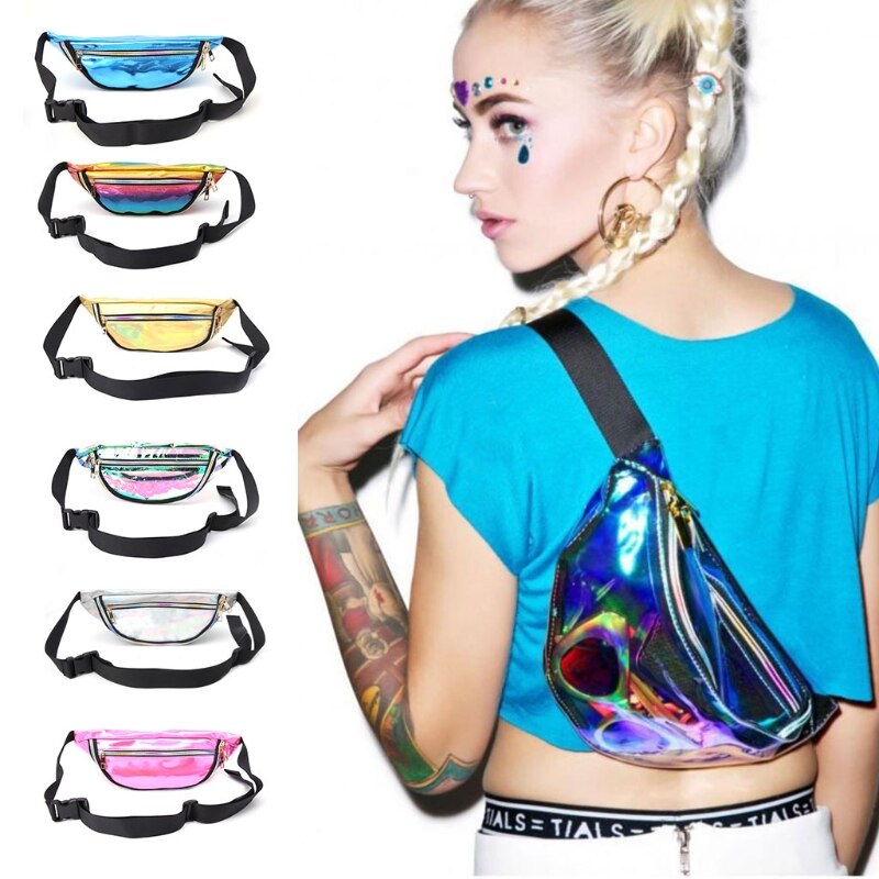 Bolso transparente de arcoíris, riñonera de viaje Punk Chic, informal