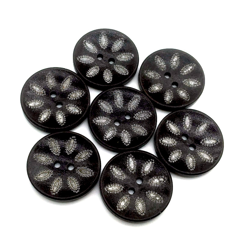 30Pcs 25/30Mm Grote Bloem Patroon Houten Knopen Voor Kleding Naaien Accessoires Ambachten Diy Scrapbooking Woondecoratie levert: Style-1 30mm
