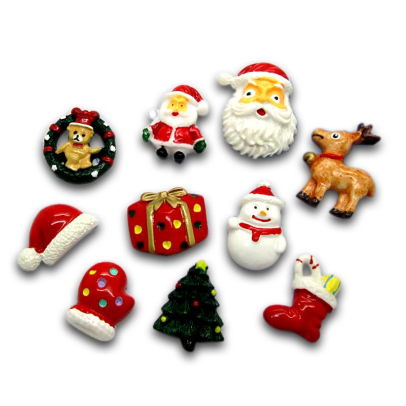 80 Breloques De Noël En Résine - Décorations à Dos Plat Pour DIY, Scrapbooking, Bijoux - 10