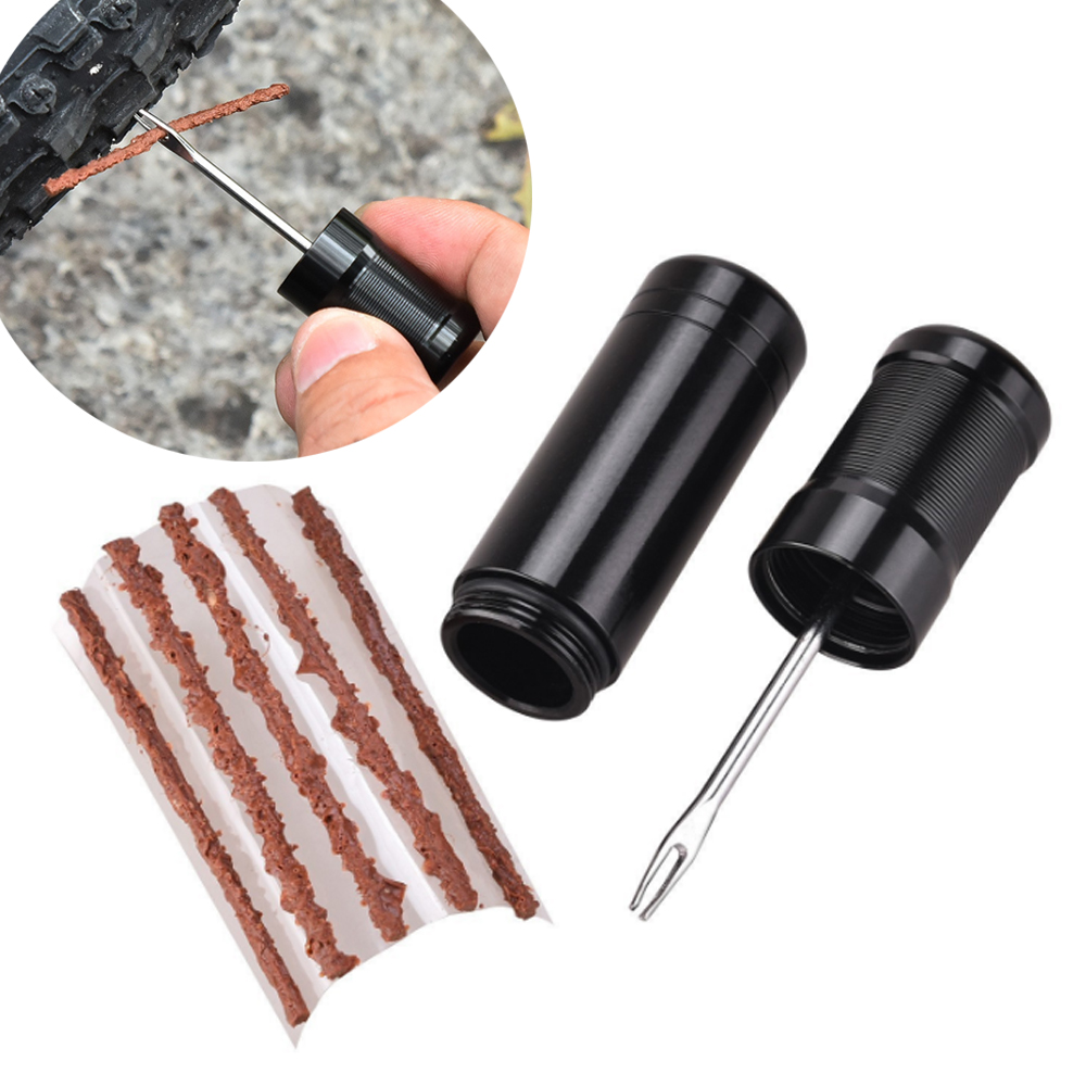 Voor Het Bevestigen Van Lekke Band Platte Weg Mtb Fiets Fiets Tubeless Band Reparatieset Naaktstopper Rubber Bacon Strips En Inbrenggereedschap