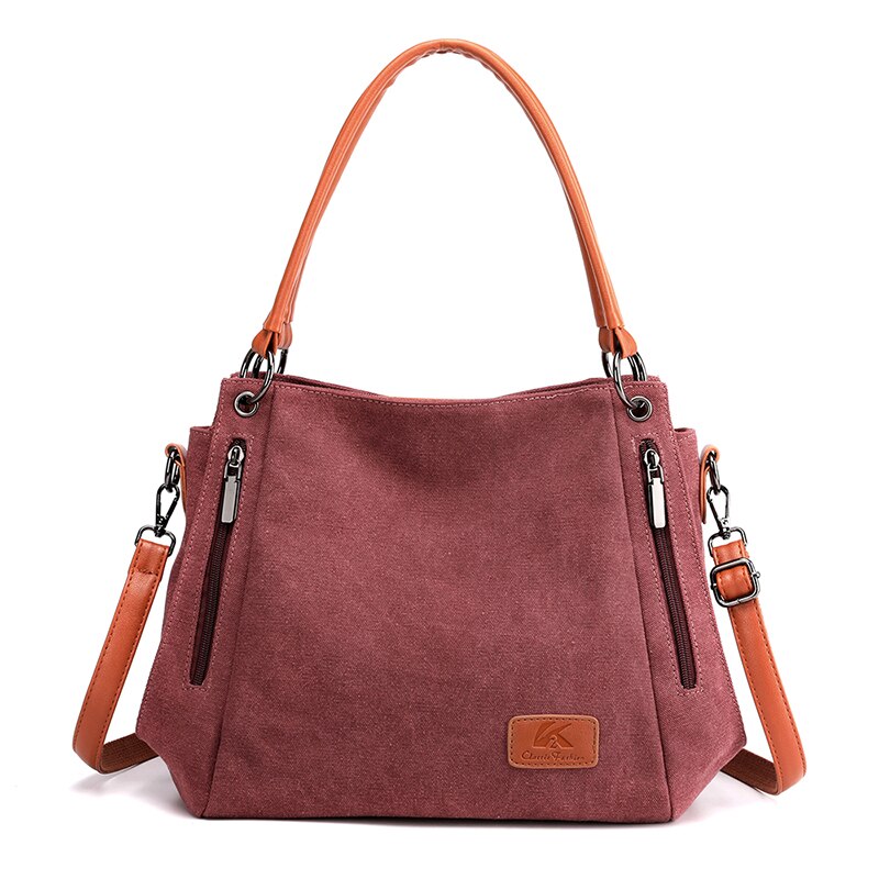 Casual Canvas Vrouwen Schouder Crossbody Tassen Voor Vrouwen Messenger Bag Grote Capaciteit Dames Reizen Hand Bags Sac: Purple Coffee