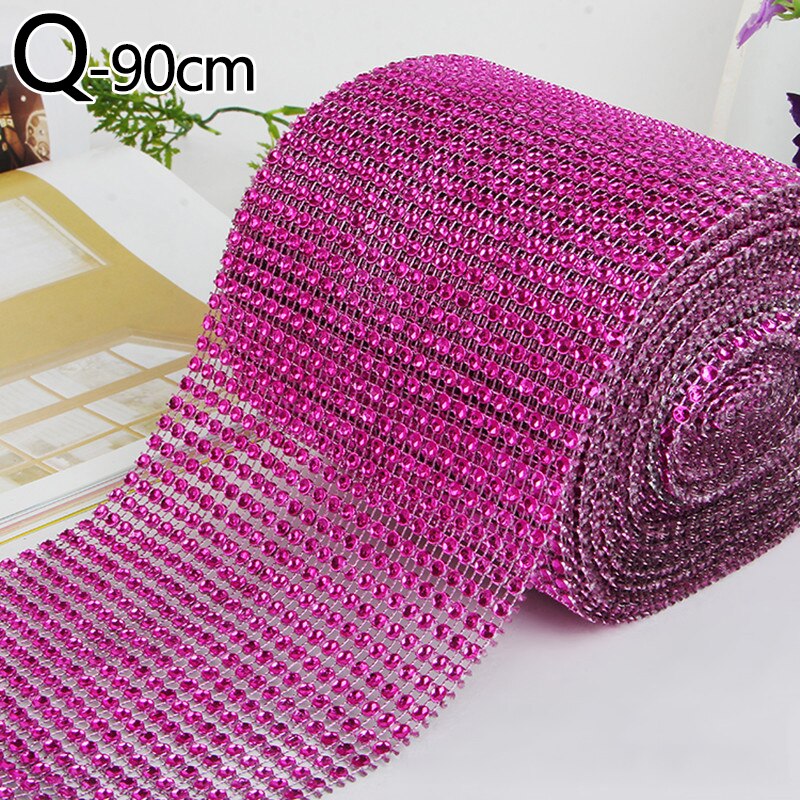 1 Roll 24 Rijen Goud Zilver Crystal Diamond Mesh Rhinestone Lint Voor Verjaardag Bruiloft Diy Decoratie Cake Wrap Crystal Tulle: Q