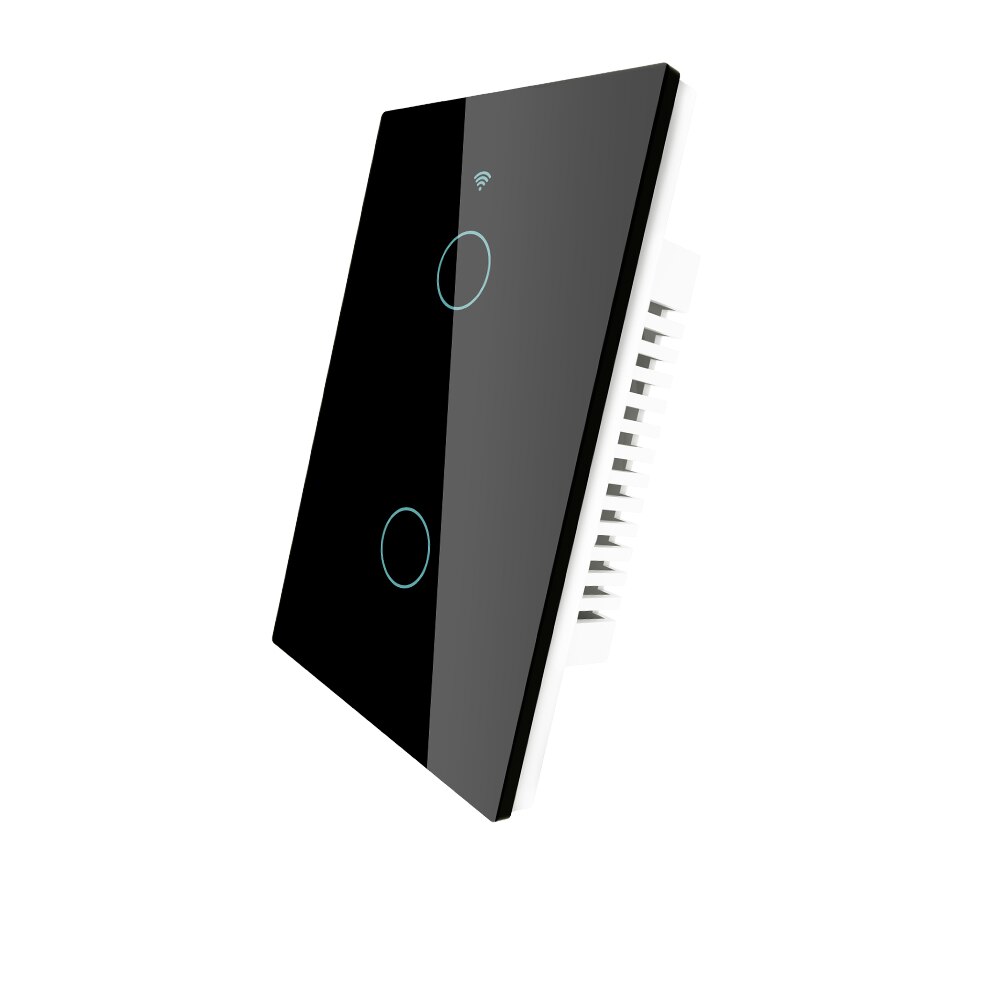 Upgraded WiFi Smart RF433 Touch Switch 2/3 Way Smart Life/Tuya App Control,Alexa Google Home Voice Control EU US 1/2/3 Gang: 2 Gang Black US