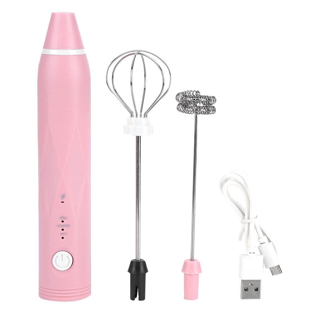 Minibatidor eléctrico de Leche para huevos, crema de Leche recargable vía USB, accesorio de cocina: Rosa