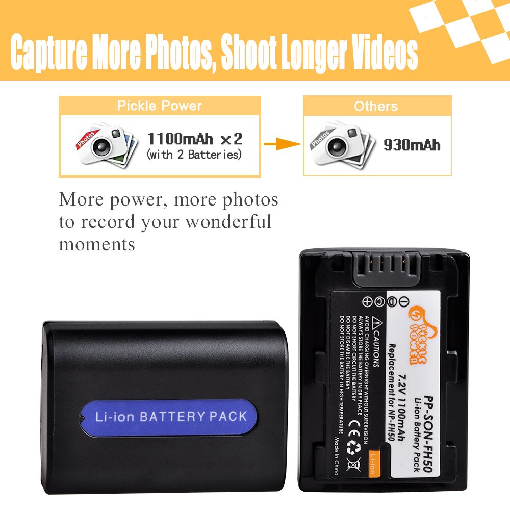 NP-FH50 Battery+LCD USB Charger Replacement for Sony DCR-DVD650 HC20 HC21 HC22 HC48 HC51 HC52 HC53 HC62 SR42 SR45 SR65 SR82