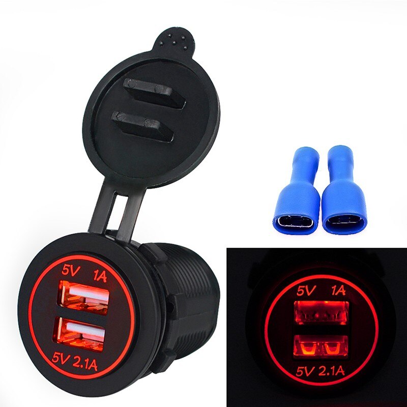 Chargeur USB universel pour moto et bateau | modèle, chargeur de voiture, double chargeur USB avec 3. 1a charge rapide pour camions automobiles, dispositif USB pour bateau: Red