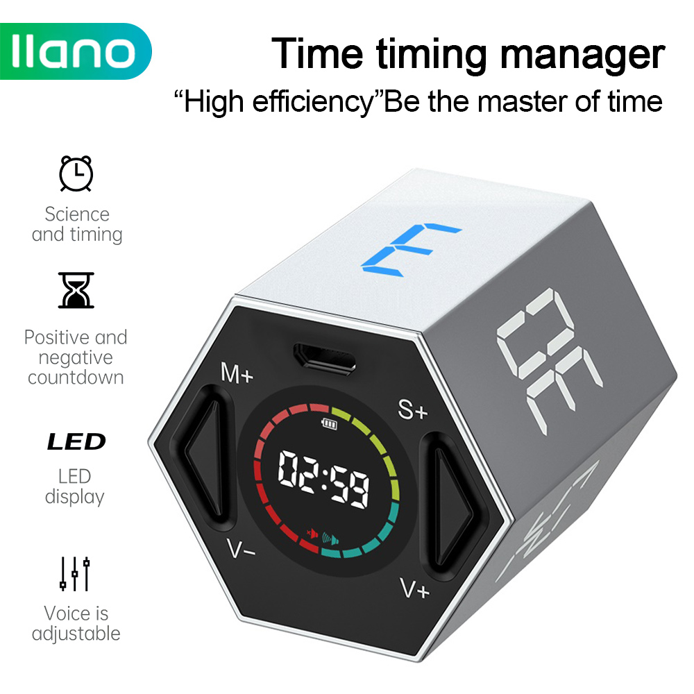 Llano Led Digitale Timer Keuken Koken Studie Mini Wekker Usb Countdown Flip Timer Voor Oefening Games Werkt