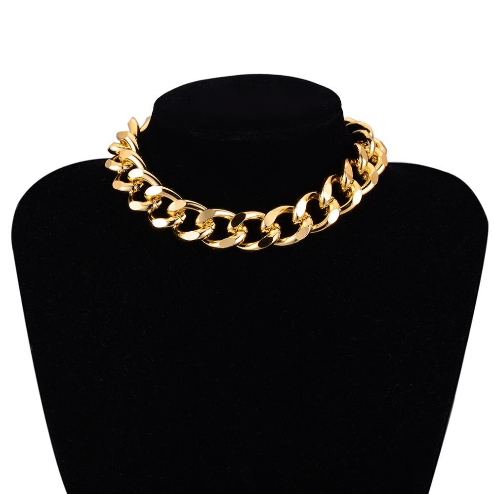 Curb Cubaanse Miami Chunky Dikke Ketting Choker Ketting Voor Vrouwen Mannen Verklaring Punk Hip Hop Hals Kraag Sieraden Goud Kleur ketting