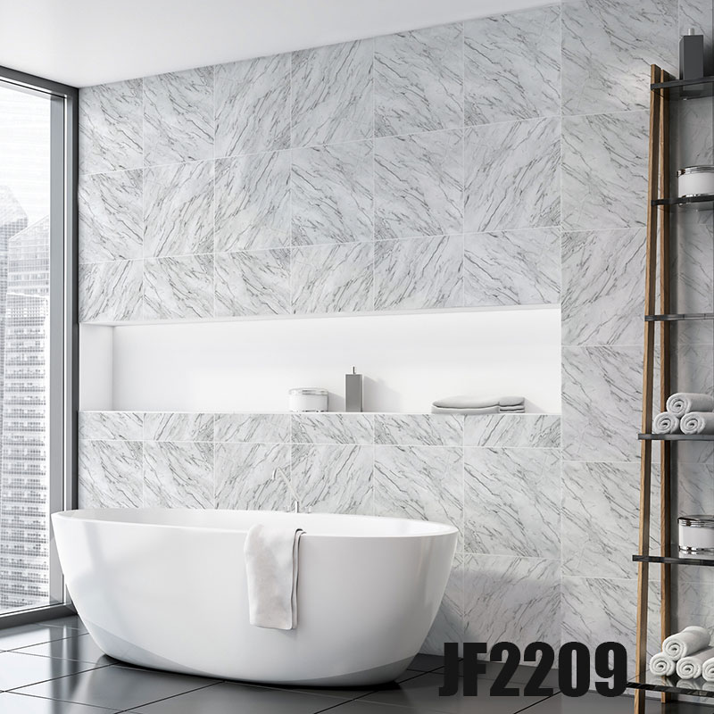 2Pcs Marble Grain Tile Stickers Waterproof Self-Adhesive PVC Wall Floor Stickers Wallpapers for Home Decor 30x30cm QJS S: jf2209