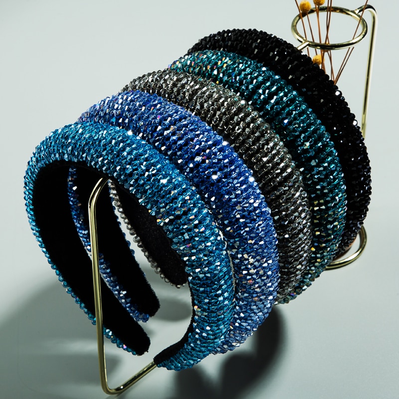 Delicate Glanzende Kleurrijke Ab Kleur Crystal Hoofdband Voor Vrouw Elegante Dikke Spons Haarband Bruids Bruiloft Haaraccessoires