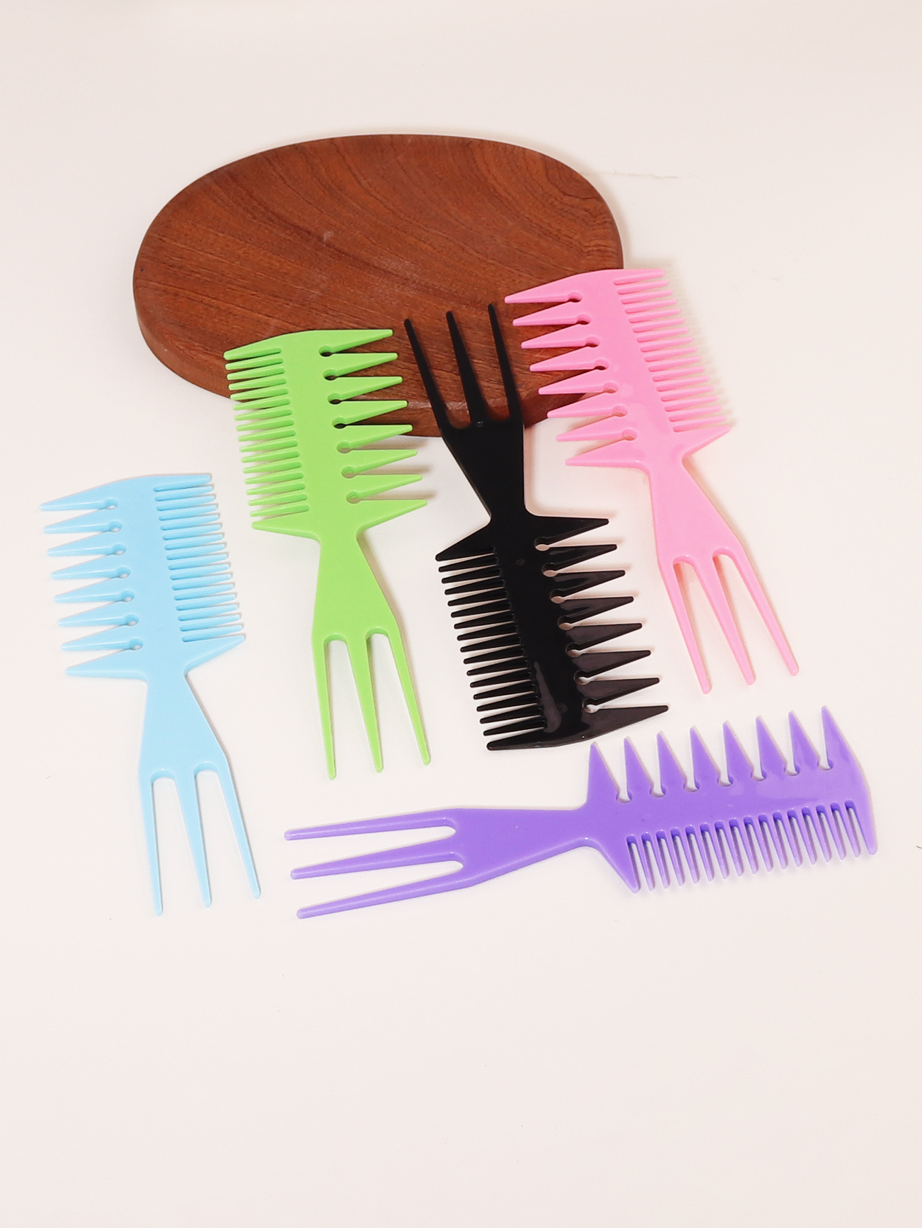 1 cepillo de pelo multifuncional en forma de espina de pescado con de dientes anchos, herramienta de salón con cabeza de aceite africano, peine especial para pelucas de cabello real