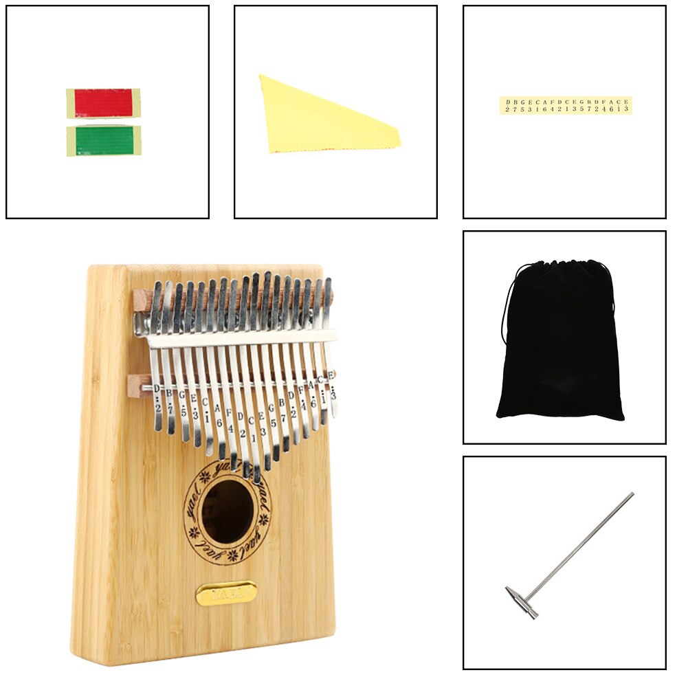 17 Keys Exotic Style Kalimba Bamboo Musical Instrument Thumb Piano Lightweight Portable Music Elements for Beginner
