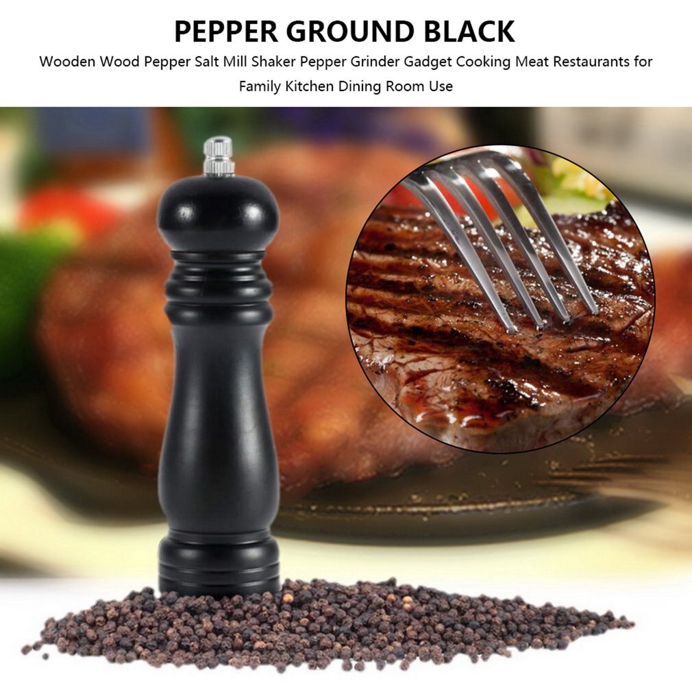 Wooden Wood Pepper Salt Mill Shaker Pepper Grinder Gadget Cooking Meat Restaurants for Family Kitchen Dining Room Use