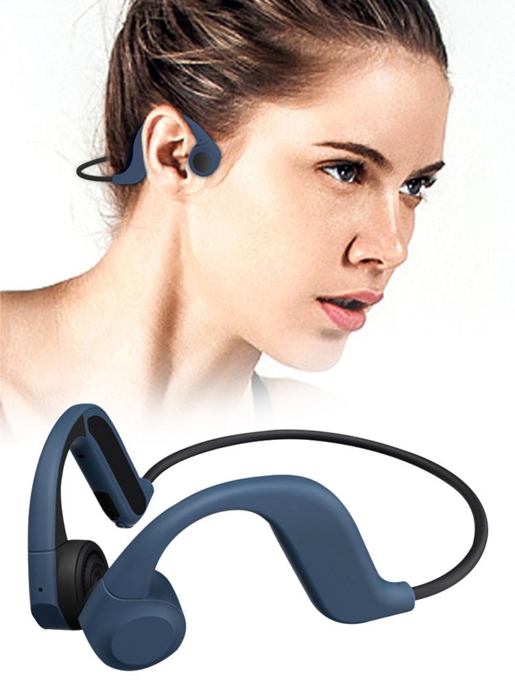 X9 Bone Conduction Waterproof Bone Earphones with Mic Bluetooth Headphones Built-in 8GB Memory Headphones for Sports Riding