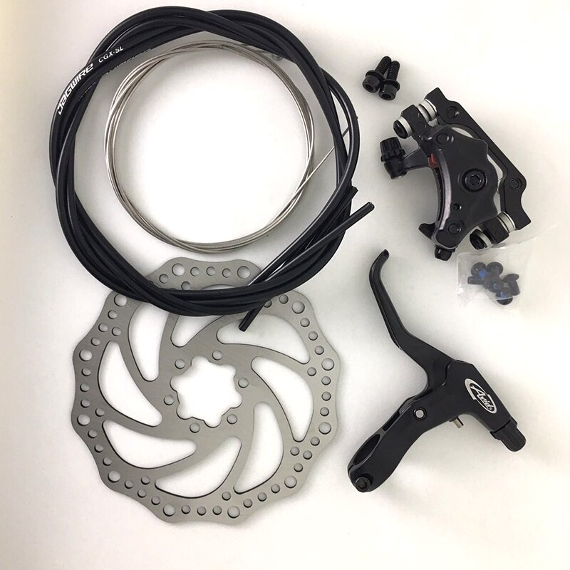 General Disk Brake Set Mountain Bike Bicycle Brake Mechanical Line Pulling Disc Brake Front Caliper Rear Caliper 160mm Cable Set