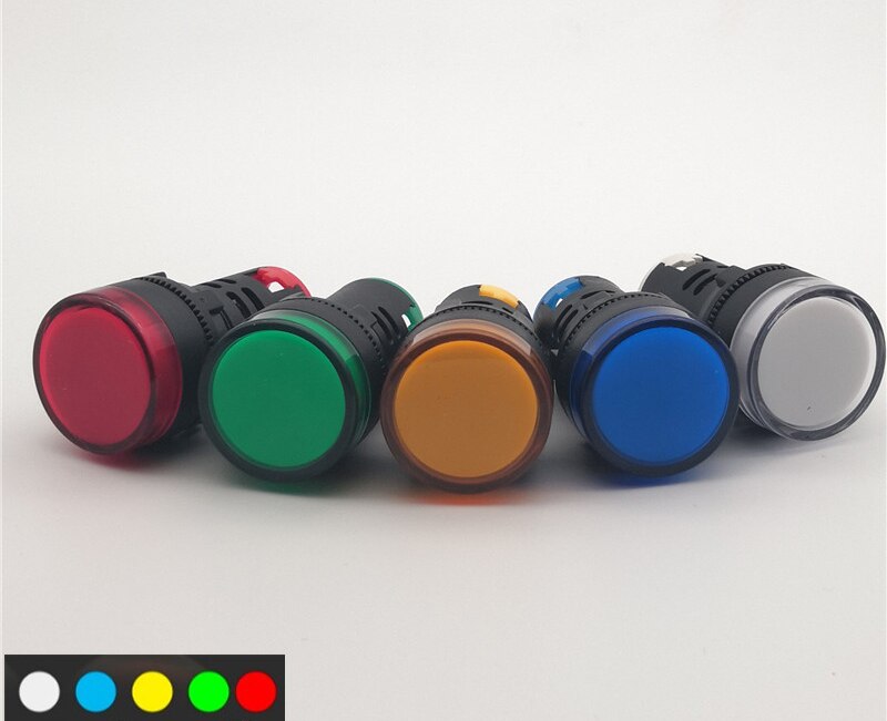 DC 36V AC 380V 22mm Power LED Signal Indicator Light Lamp AD16-22DS 10pcs