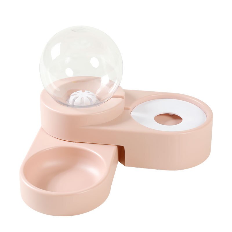 Pet Large Capacity Automatic Bubble Feeder Dog Cat Dish Water Fountain Drinking Bowl Auto Dispenser Food Feeding Drinker: Type2Pink