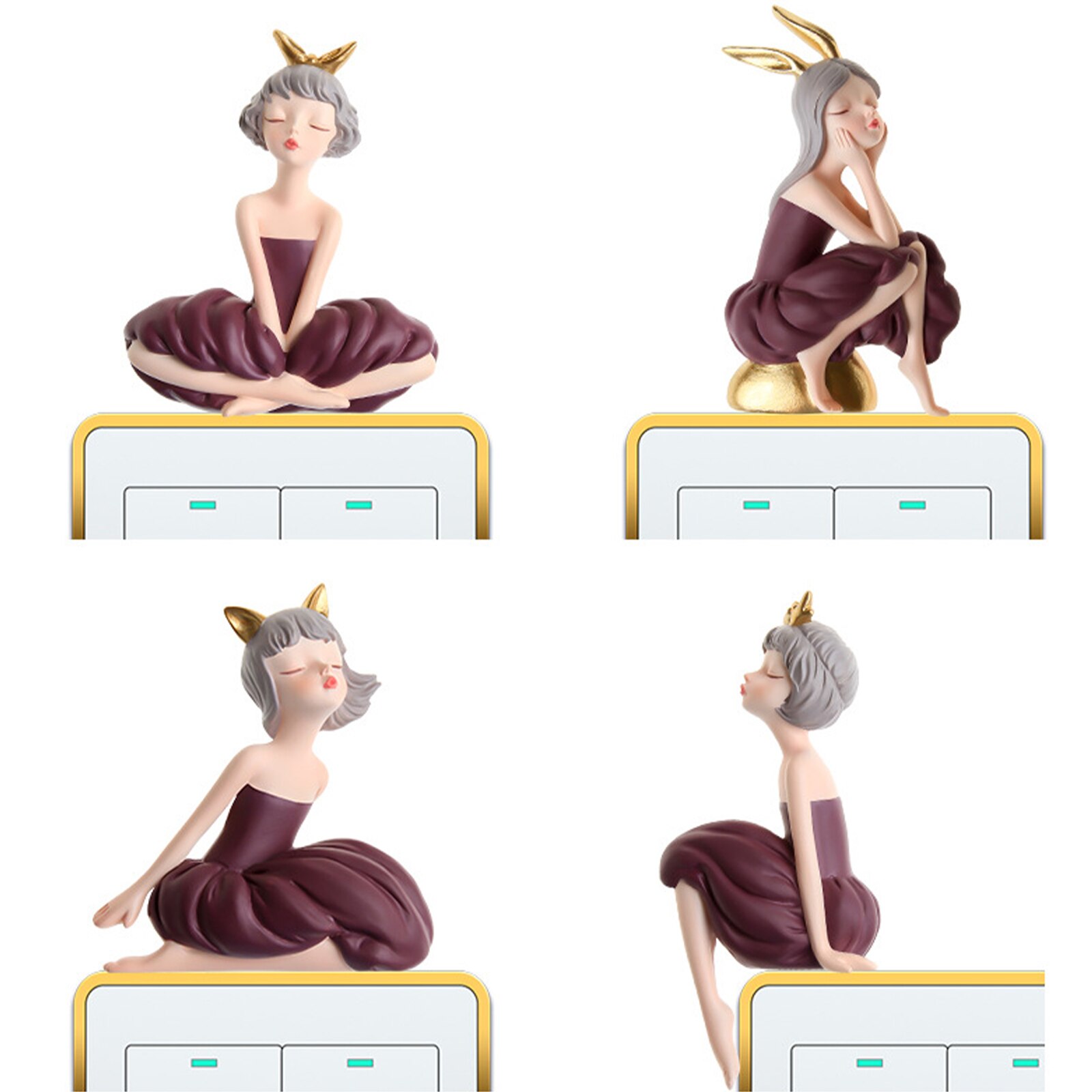 Socket Switch Stickers Decorative 3D Stereo Cartoon Girl Resin Home Decoration Modern Wall Switch Protection Accessories
