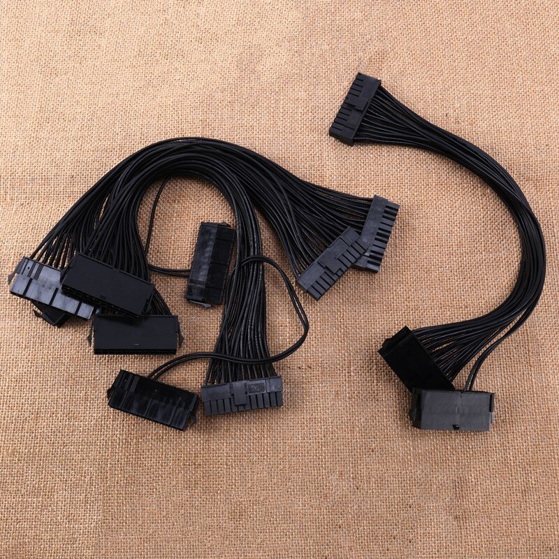 4 Stuks Sata Kabels, Dual Psu Voeding 24-Pin Adapter Kabel Voor Atx Moederbord 18AWG - 1FT