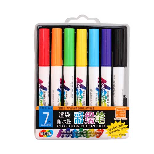 Bianyo 7/13 farver stof tekstilmarkør akvarel skitse pen sæt til kunstner t-shirt maleri liner skole papirvarer leverancer: 7 farver