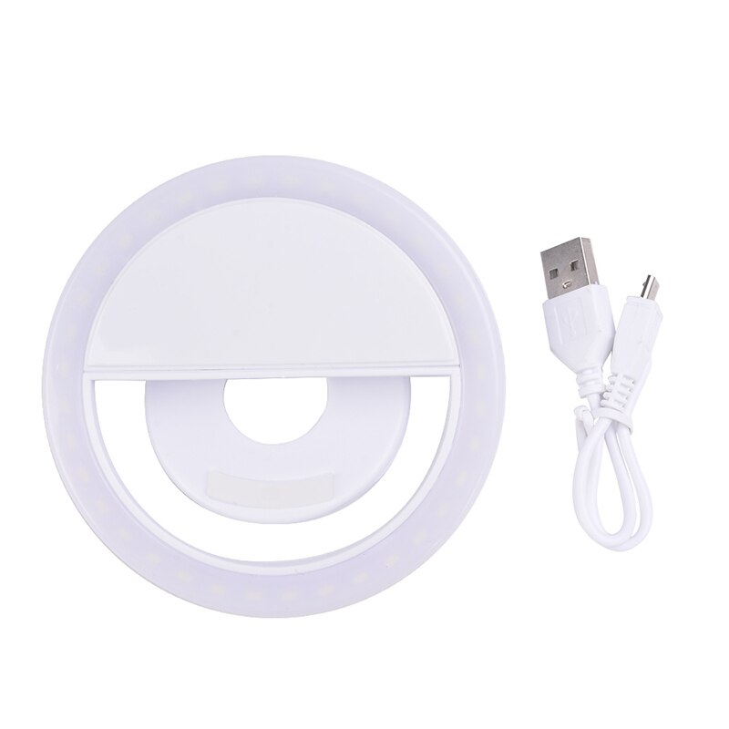 Universal Mobile Phone Led Selfie Ring Light USB Charge Fill For iPhone Samsung Huawei Xiaomi Mi Lens Ringlight Clip Photo Lamp: White - Ring Light