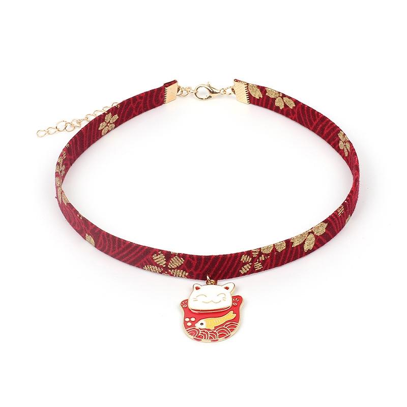 Klassischen Japanischen Stil Vintage Band Seil Puppe Halsband Nette Romantische Frauen Vogel Katze Karpfen Party Club Anhänger Kurze Halskette: 15