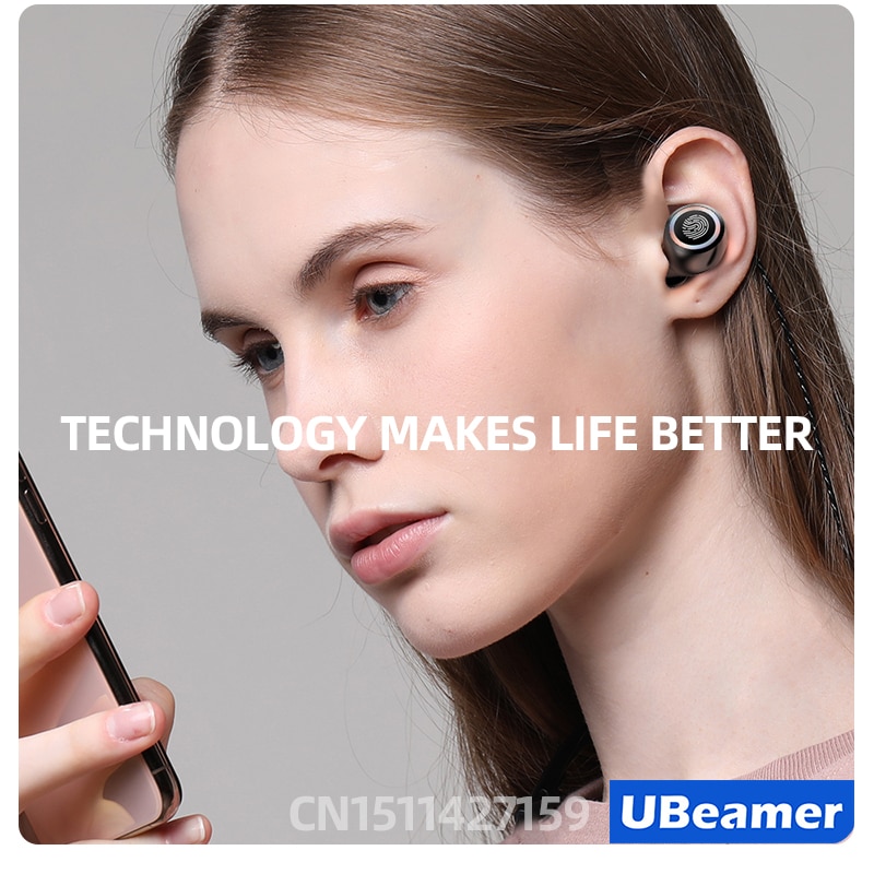 Free Exchange Within 1 Year | Ubeamer Bluetooth 5.0 Earphone True Wireless Stereo Bass Bilateral Call Earbud Headset Microphone