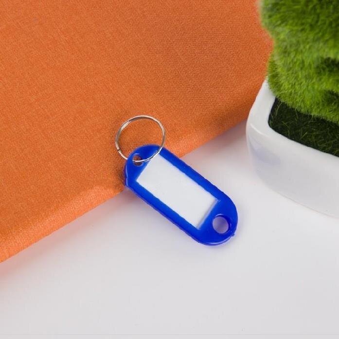 Diysomes 30 stk farverige plastik nøgleringe sprog id tags labels nøgleringe navne tags med split ring til bagage bagage tag: Himmelblå