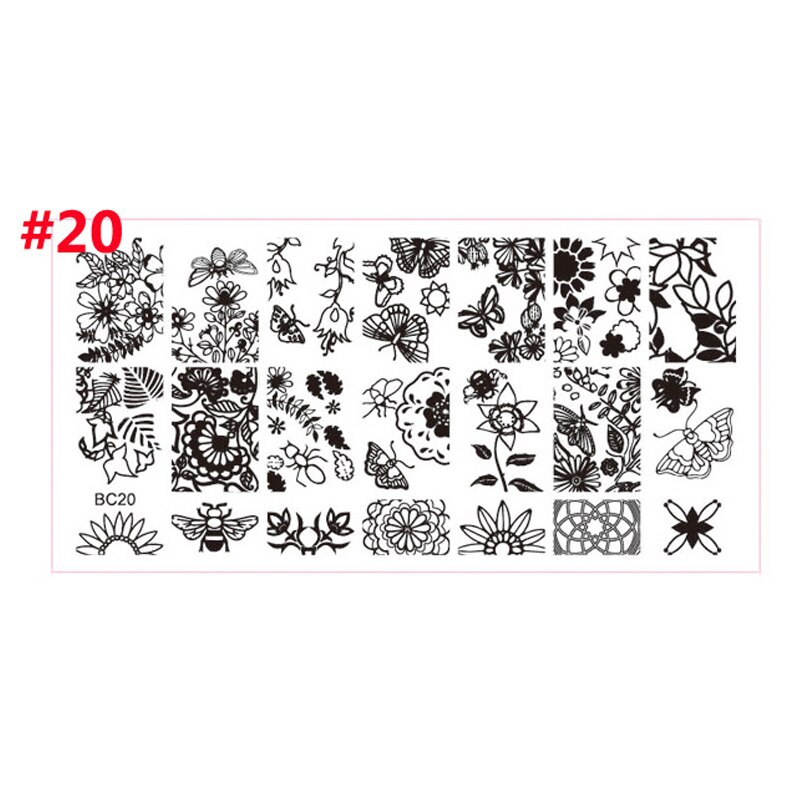 12*6cm Nail art Vorlagen Stanzen Platte Spitze serie Schmetterlinge/Blumen/Pflanzen Muster Transfer Druck vorlage: MPBC20