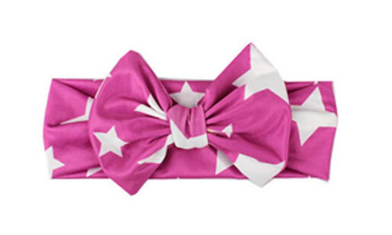 Kids Meisje Baby Hoofdband Peuter Lace Bow Flower Star Print Baby Katoenen Haarband Accessoires Veel: Paars