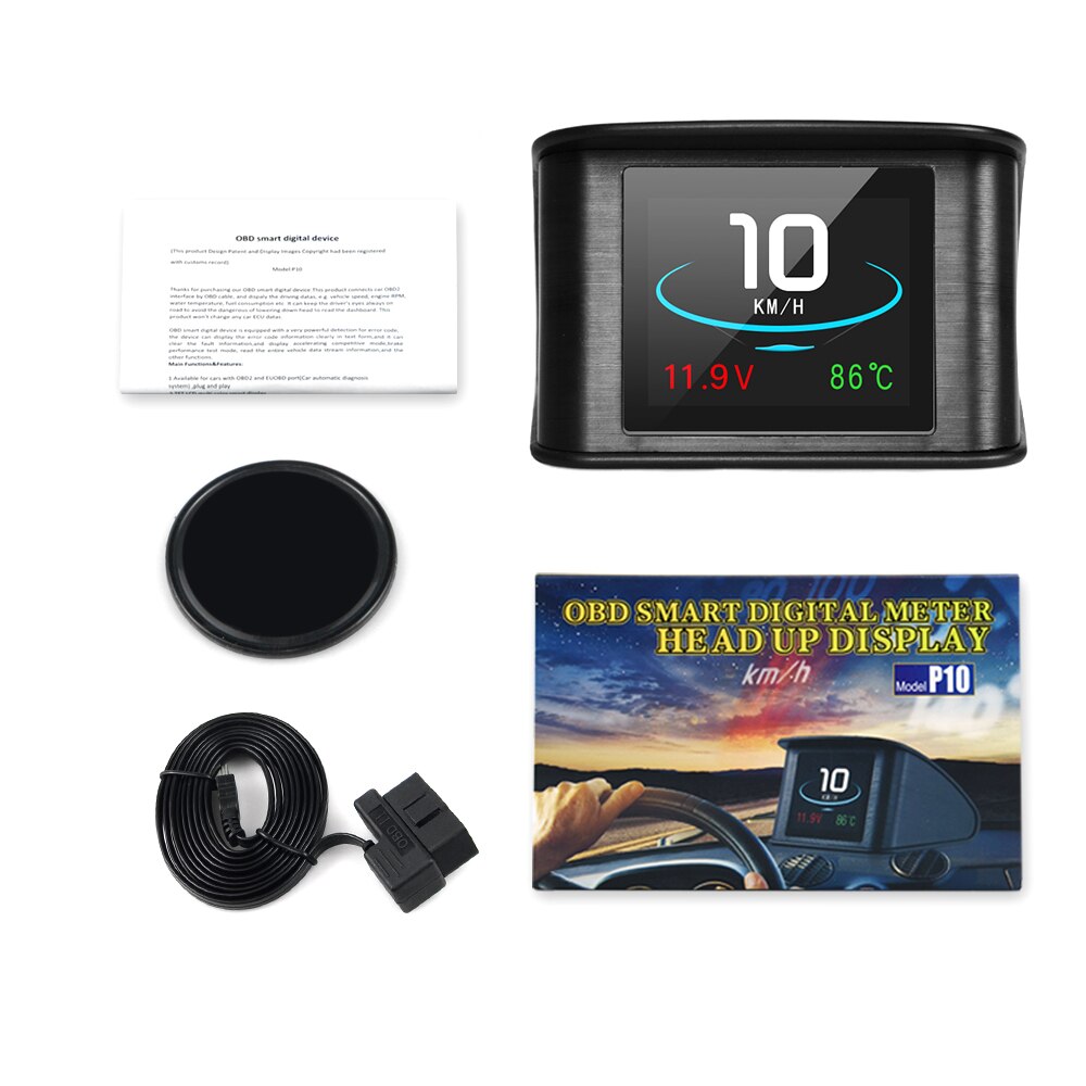 P10 hud auton ajotietokone auton digitaalinen gps obd ajo head up näyttö nopeusmittari jäähdytysnesteen lämpötilan diagnostiikkatyökalu