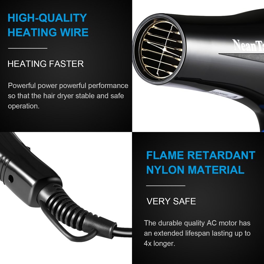 Electric Hair Dryer Hair Blower Far Infrared Low Noise Hair Salon Styling Tools Blower Travel Home Use