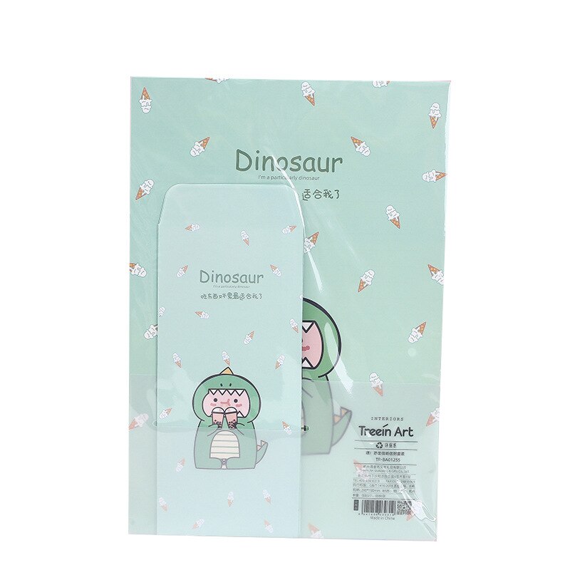 9 Stks/set 3 Enveloppen + 6 Brief Papers Kawaii Dinosaurus Dier Brief Envelop Set Briefpapier Studenten