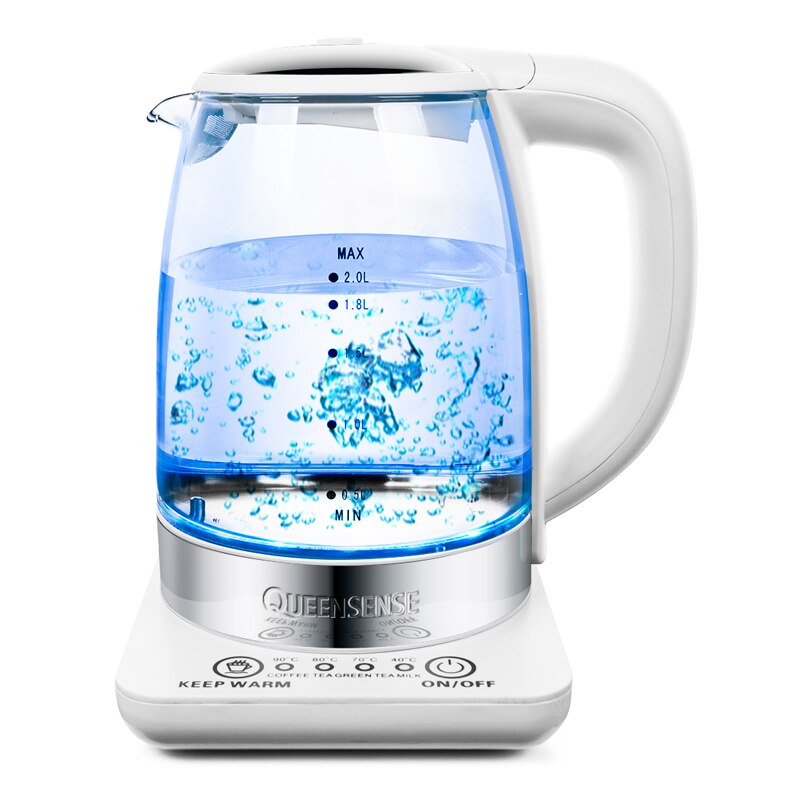 2L Electric kettle Intelligent insulation glass electric temperature teapot Blue Light Manganese Anti-Dry water pot 220v