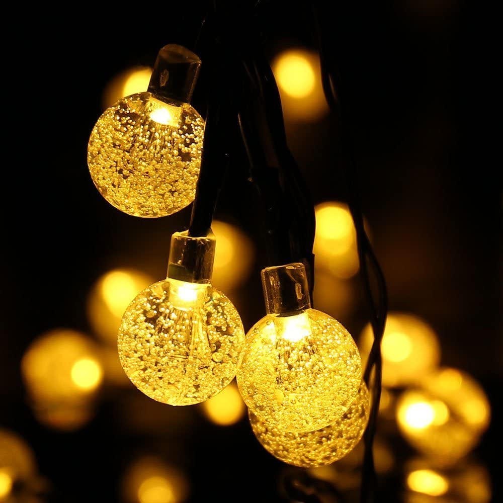 Lampe solaire 5M 20Led boule de cristal Globe luz étanche blanc fée lumière jardin décoration extérieure cordon Led solaire: Blanc doux / 7Meter 50led